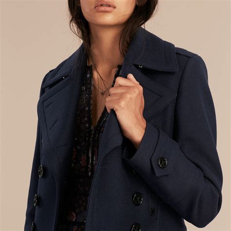 burberry fitted wool cachemere blend navy blend coat gold buttons|burberry wool cashmere coats.